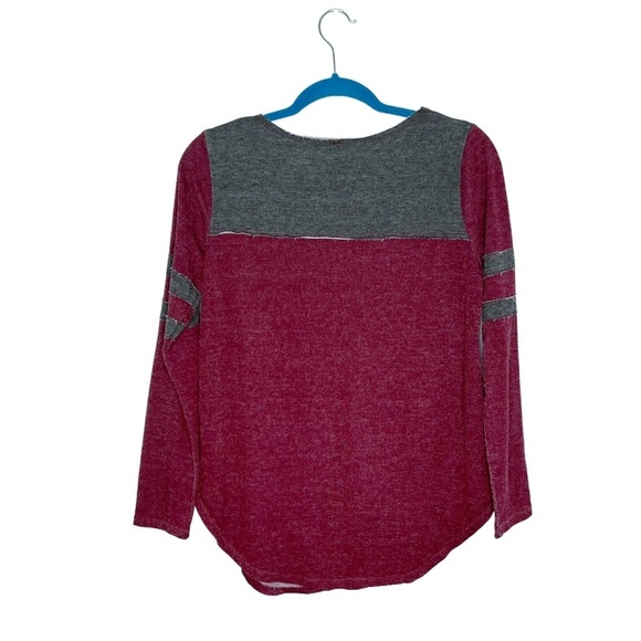 Tresics Maroon & Gray Varsity Striped Terrycloth Lined Knit Henley - Picture 11 of 11